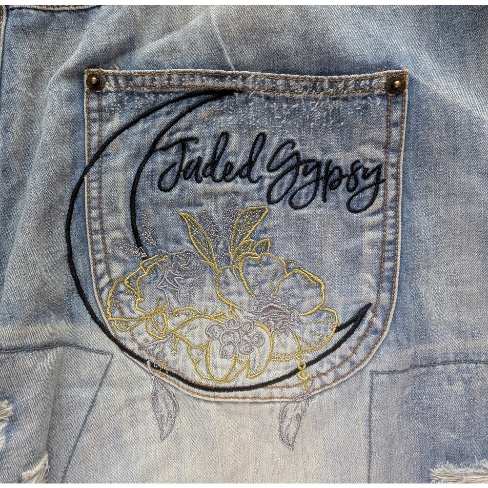 Jaded Gypsy Peace&Love Jeans Distressed Boho Chic Patchwork S/M Coastal Cowgirl - Picture 14 of 16